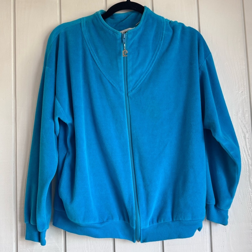 Pierre Cardin Blue Terrycloth Zip Up Sweater